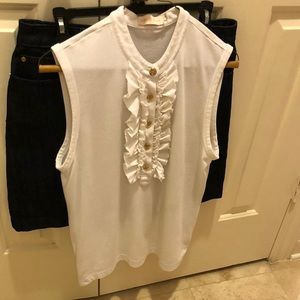 TORY BURCH white ruffle top